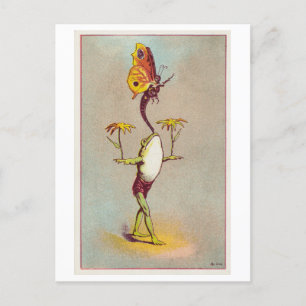 Cartão Postal Flores de Balanceamento de sapo e Vintagem de Borb