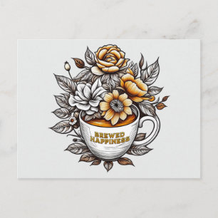 Cartão Postal Flores de café para felicidade