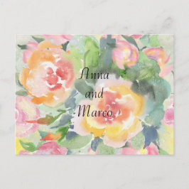 Cartão Postal Flores de casamento aquarela, modelo 