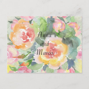 Cartão Postal Flores de casamento aquarela, modelo