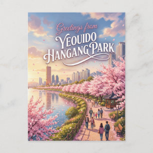 Cartão Postal Flores de Cerejeira do Parque Yeouido Hangang Core