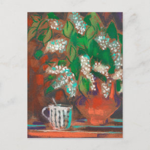 Cartão Postal Flores de Cerejeira Floral Desabrocham Pintura Pas