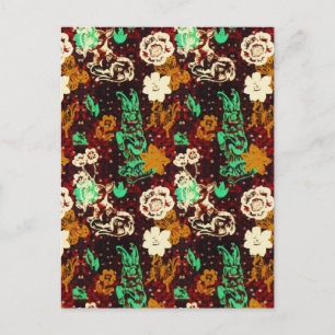 Cartão Postal Flores de Coelho Vintage Primavera Greenery Garden