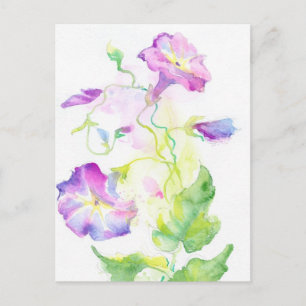 Cartão Postal Flores de covolúvas de aquarelas pintadas