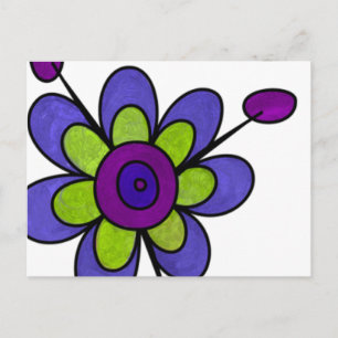 Cartão Postal Flores de Diversão Indígo e Verde