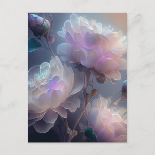 Cartão Postal Flores de Espectro de Luz de Foco Suave Iridescent