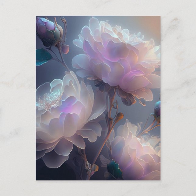 Cartão Postal Flores de Espectro de Luz de Foco Suave Iridescent (Frente)