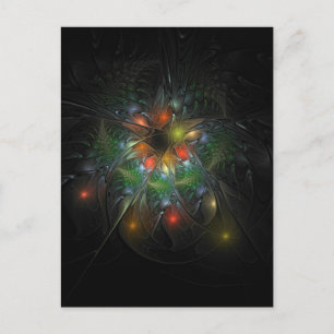 Cartão Postal Flores de fantasia fractal suaves e tenra