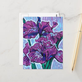 Cartão Postal Flores De Flores Iris Flores Púrpura De Pintura Fl