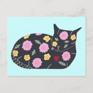 Cartão Postal Flores de Gato Preto Plantas Gatos Podem Comer Car