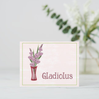 Cartão Postal Flores de Gladiolus Arte em Aquarela Aniversário d
