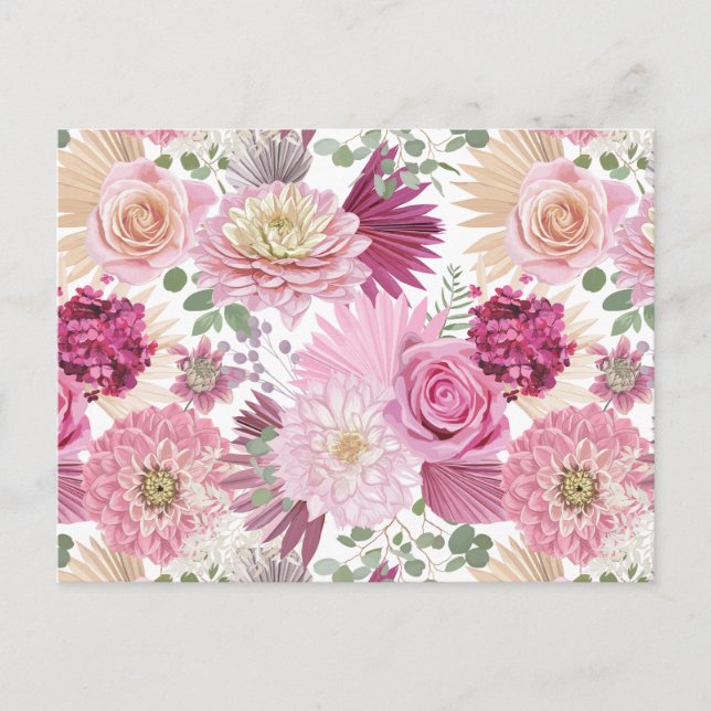 Cartão Postal Flores de Jardim Rosa Misto   (Frente)