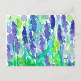 Cartão Postal Flores de Lavanda de Aquarela