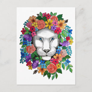 Cartão Postal Flores De Leão E Arco-Íris De Aquarela