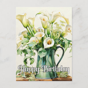 Cartão Postal Flores de Lírio Calla Recém-Colhidas