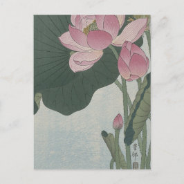 Cartão Postal Flores de Lótus em Flor por Ohara Koson