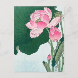 Cartão Postal Flores de lótus, Koson, Arte Flor Japonesa