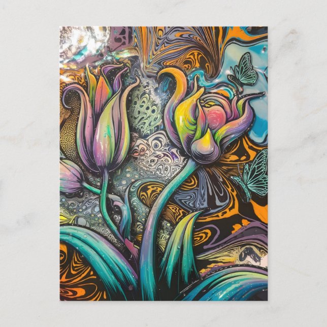 Cartão Postal Flores de Mandala (Frente)