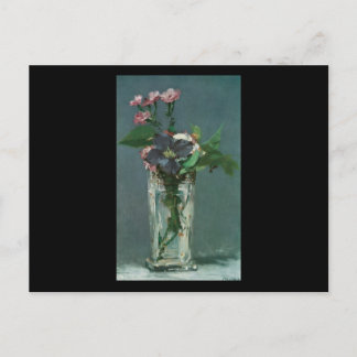 Cartão Postal Flores de Manet em um Vaso Cristal