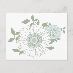 Cartão Postal Flores de Margarida Branca Azul Floral Olá Amor Ma