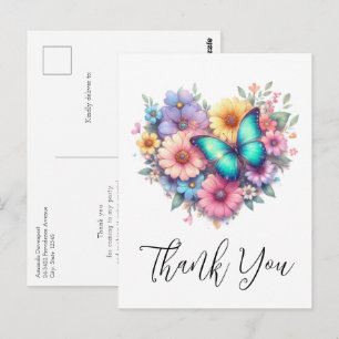 Cartão Postal Flores de Margarida com uma Linda Borboleta Obriga