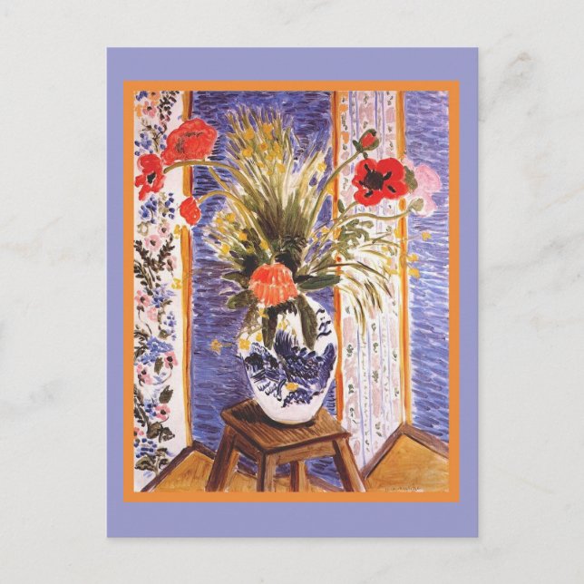 Cartão Postal Flores de Matisse num vaso (Frente)