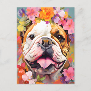 Cartão Postal Flores de Mola Bulldog