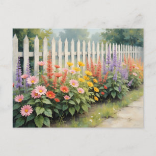 Cartão Postal Flores de Mudança de Endereço Estilo Aquarela