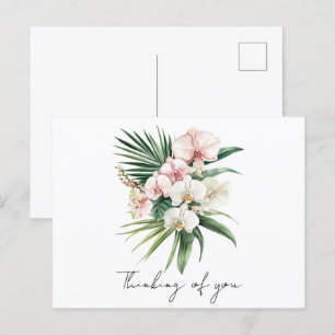 Cartão Postal Flores de Orquídea Rosa Tropical