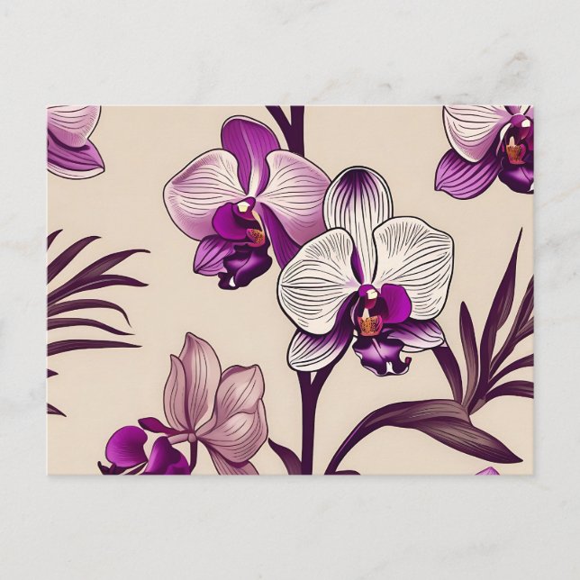Cartão Postal Flores de Orquídea Roxa (Frente)