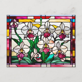 Cartão Postal Flores De Orquídeas De Vidro Manchadas