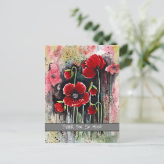 Cartão Postal Flores De Papoila Em Aquarela