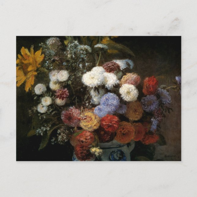 Cartão Postal Flores de Pierre-Auguste Renoir em um Vase (1869) (Frente)