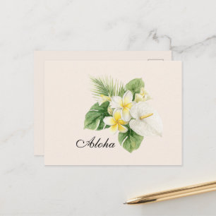 Cartão Postal Flores de Plumeria Tropicais Aloha