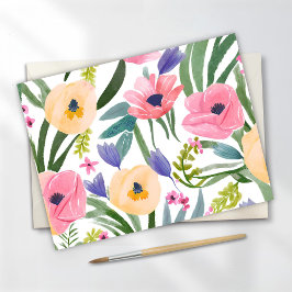 Cartão Postal Flores de Primavera | Aquarela Floral Pastel