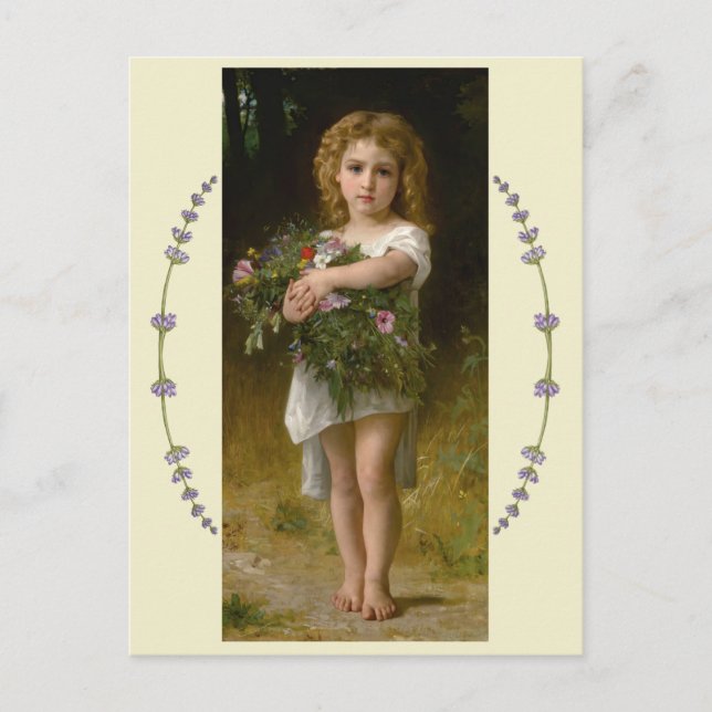 Cartão Postal Flores de primavera por William Bouguereau (Frente)