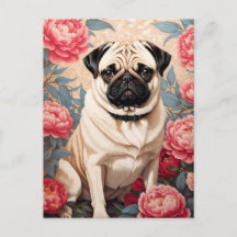 Flores de Pug e Peony William Morris Inspirado