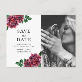 Cartão Postal Flores de queimaduras de aquarela. Maroon Salve a 