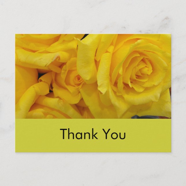Cartão Postal flores de rosa amarela de agradecimento de casamen (Frente)