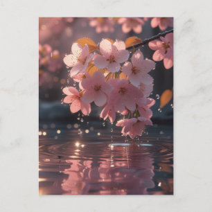 Cartão Postal Flores De Sakura Rosa Sobre Água   Serene Primaver