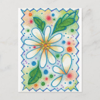 Cartão Postal Flores De Springtime Desenhando Margarida Psicodél