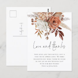 Cartão Postal Flores de Terracota Moderna Amor Agradecimento Cas