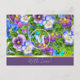 Cartão Postal Flores de Violeta Amor-Perfeito de Aniversário com