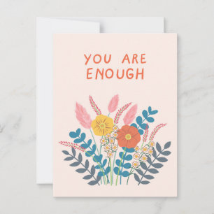 Cartão Postal Flores desenhadas à mão Você é o suficiente