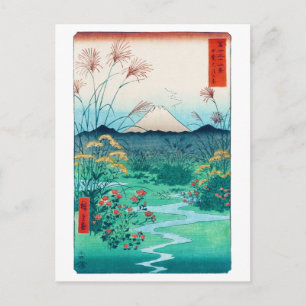 Cartão Postal Flores do outono e Monte Fuji, Hiroshige, Ukiyo-e
