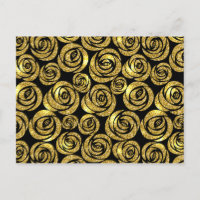 Flores Douradas em Fundo Preto