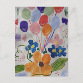 Cartão Postal Flores e Balões
