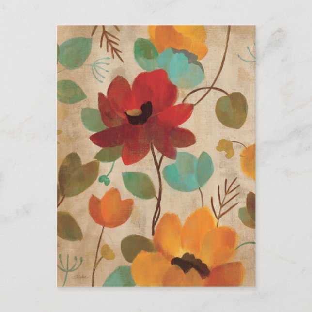 Cartão Postal Flores e Buds Coloridos (Frente)