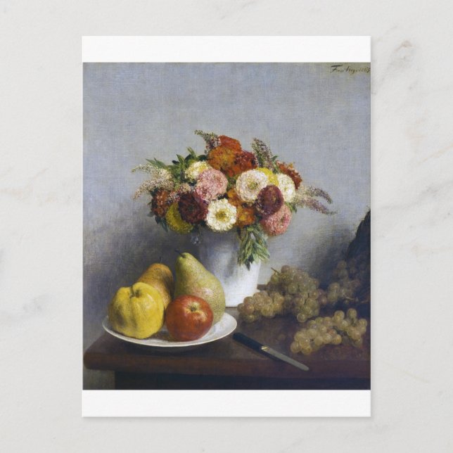Cartão Postal Flores e Frutas, Henri Fantin-Latour (Frente)