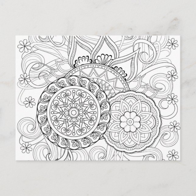 Cartão Postal Flores E Mandalas (Frente)